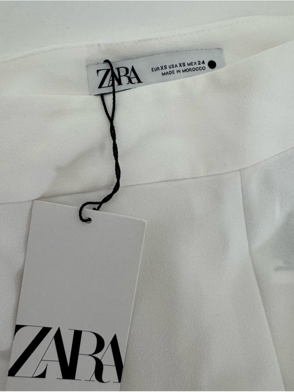 NWT ZARA White Wide Leg Pants High Waisted Minimalist Dressy XS Quiet Luxury - Picture 3 of 8